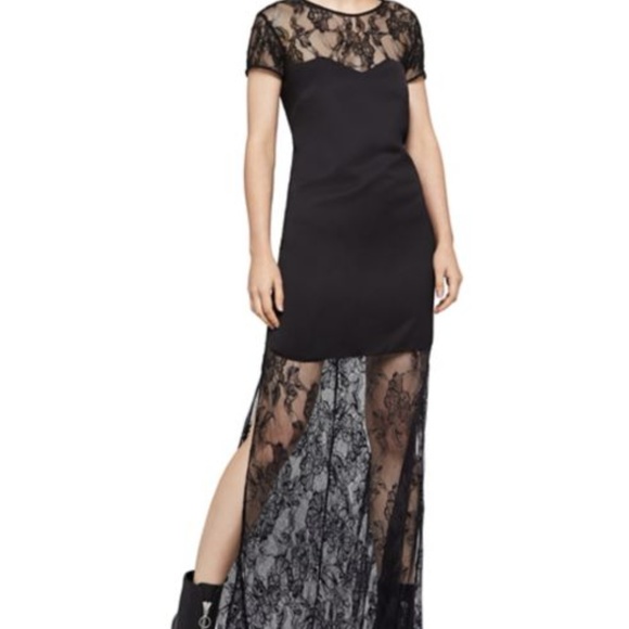 NWT Black Illusion Lace Maxi Dress Sz M - Picture 1 of 5